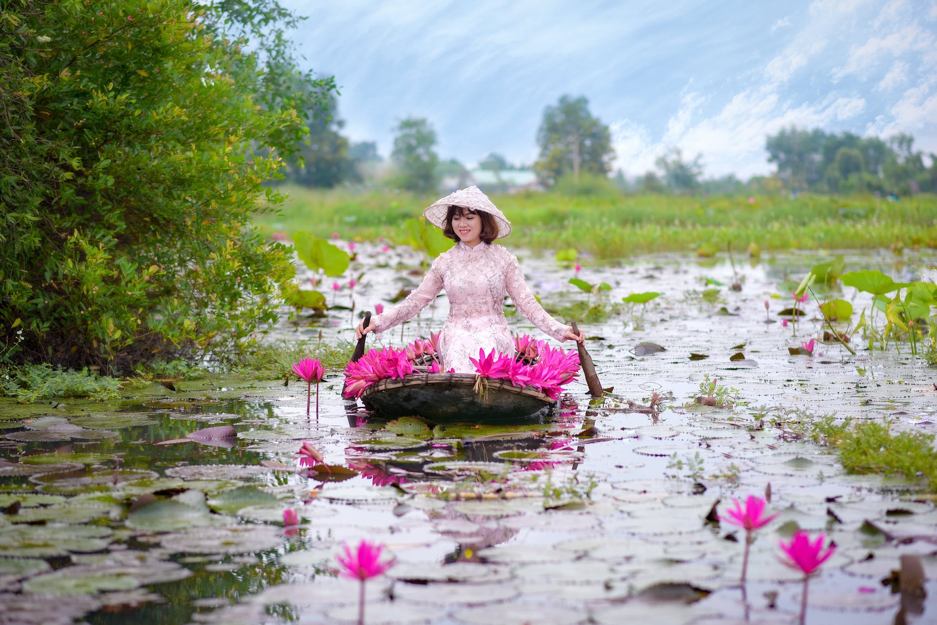 landscape woman relaxation water